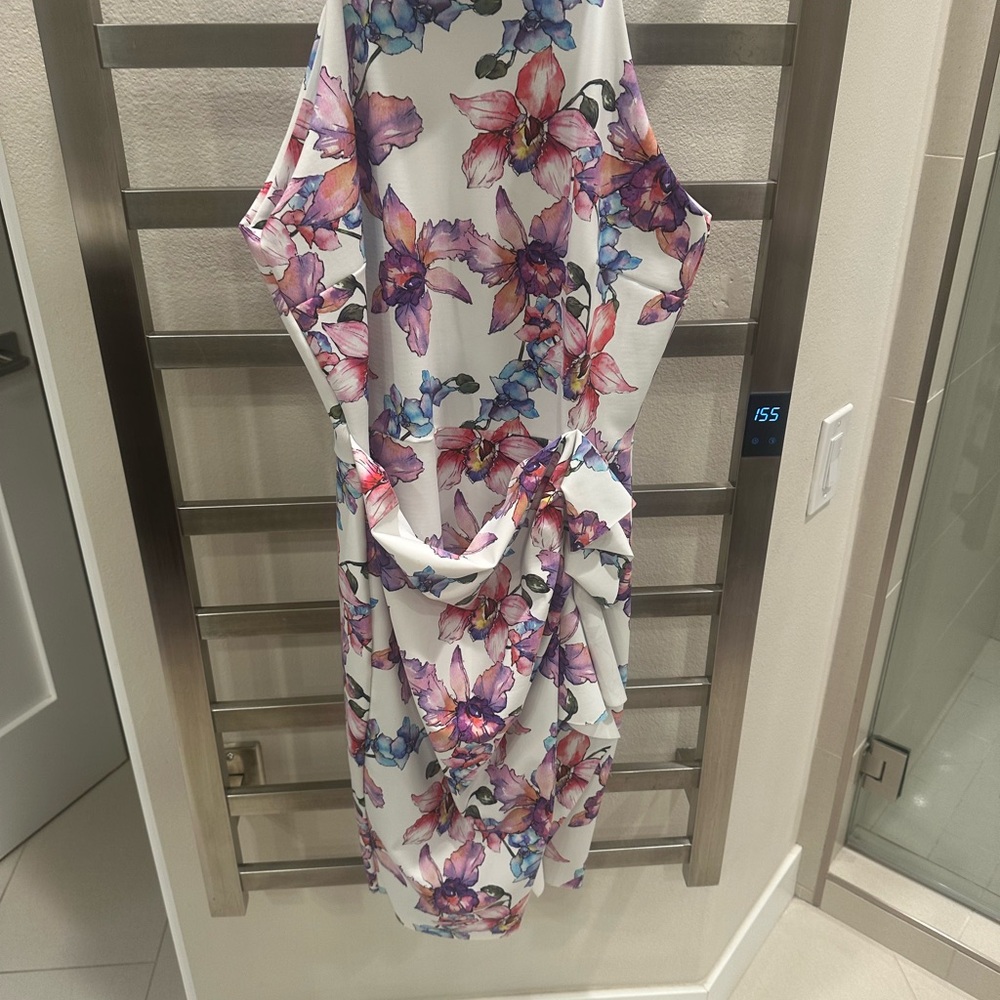 Chiara Boni Asymmetrical Floral Dress - Purple and Pink